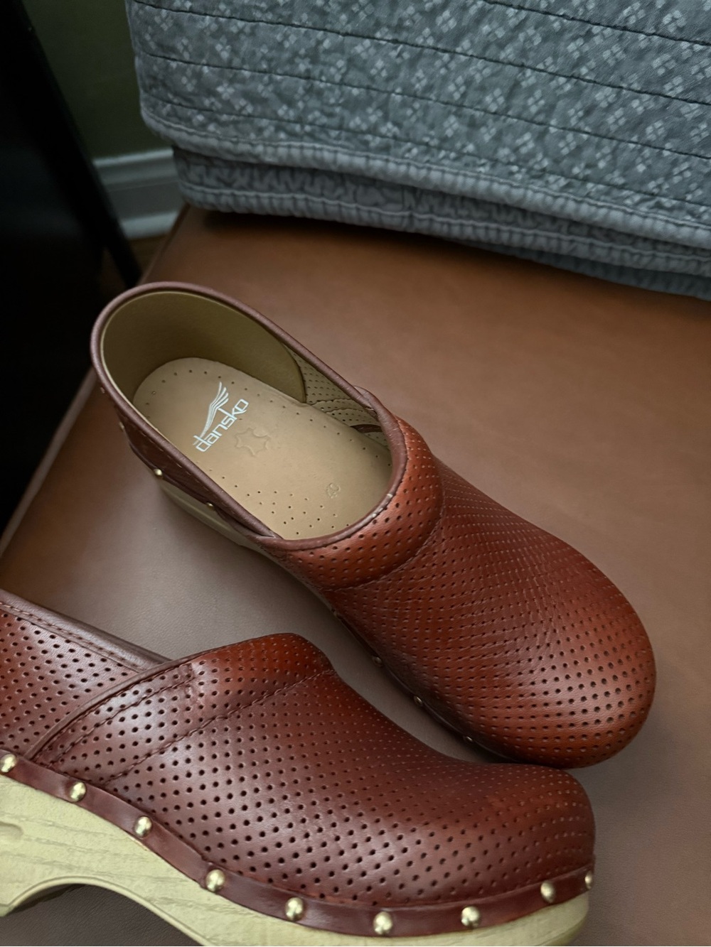 Dansko Women's Perforated Chestnut Leather Clogs
